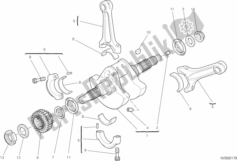 Alle onderdelen voor de Krukas van de Ducati Multistrada 1200 ABS Thailand 2014